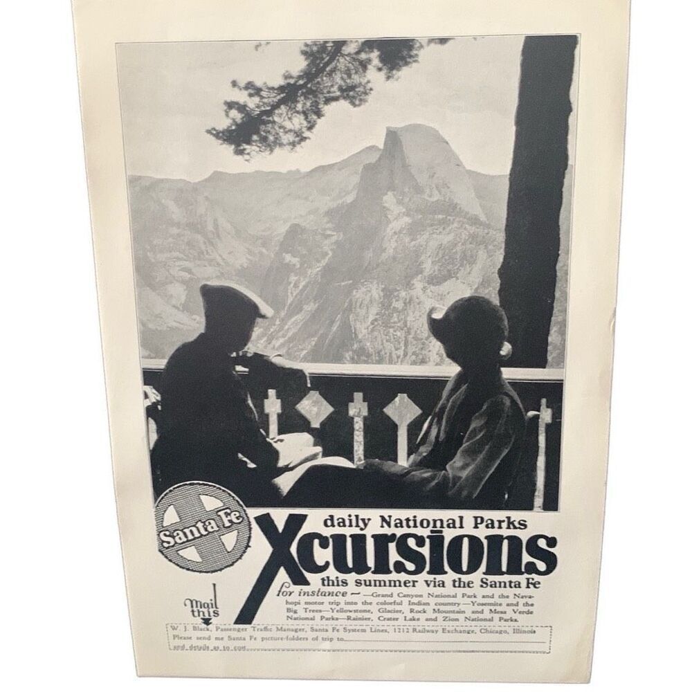 Vintage 1925 Santa Fe National Parks Xcursions Ad Advertisement